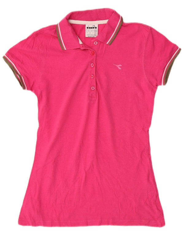 Damska koszulka polo Diadora UK 10, mała, różowa, bawełniana