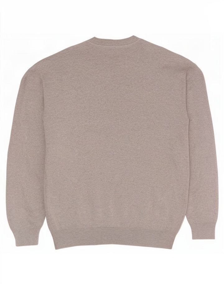 Męski sweter Zara z okrągłym dekoltem, duży, szary, bawełniany
