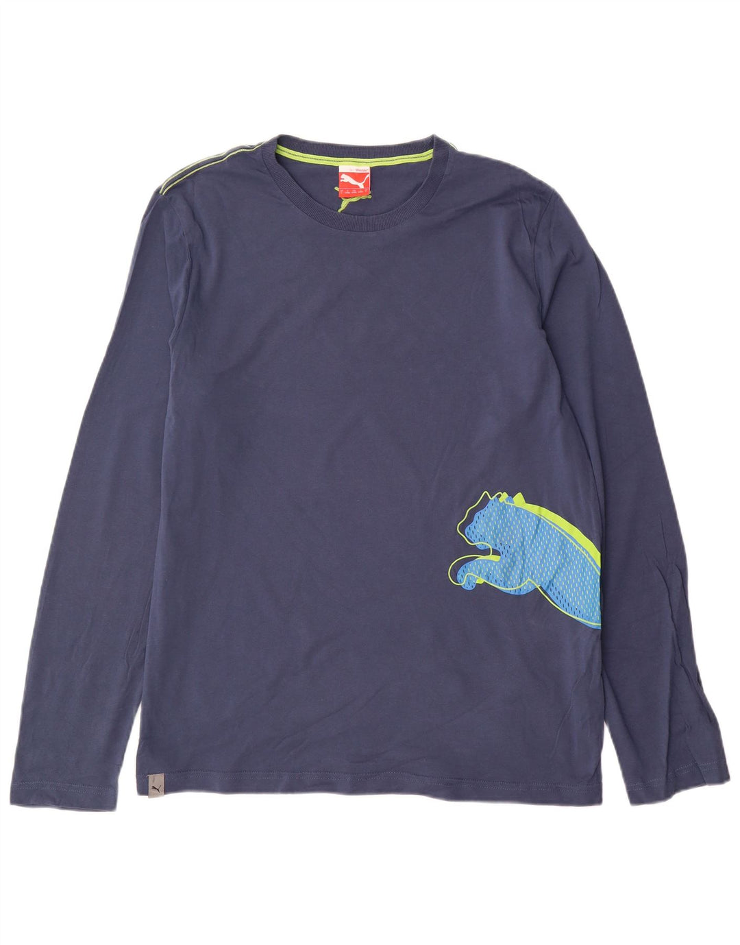 Męska koszulka z grafiką Puma z długim rękawem, duża, granatowa, bawełniana