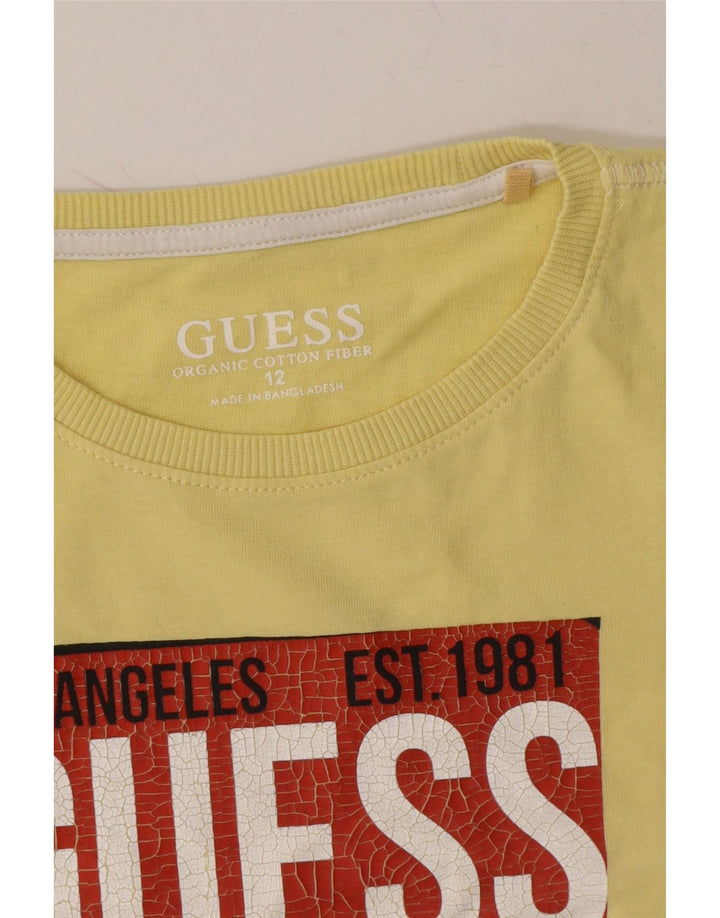 GUESS Boys Graphic Top Long Sleeve 11-12 Years Yellow Cotton Vintage Guess and Second-Hand Guess from Messina Hembry 