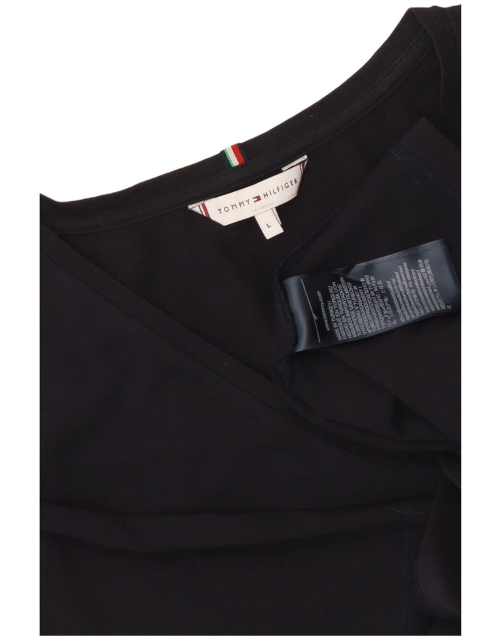 T-shirt damski TOMMY HILFIGER Top UK 14, duży, granatowy, bawełniany