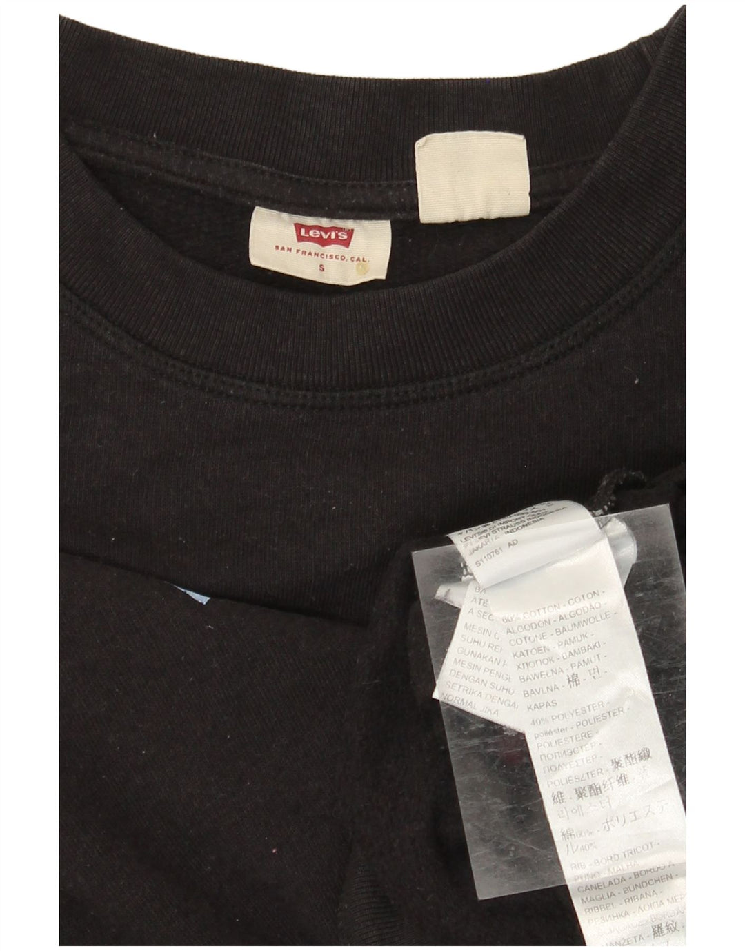 Damski sweter oversize z grafiką LEVI'S UK 10, mały, czarny, bawełniany