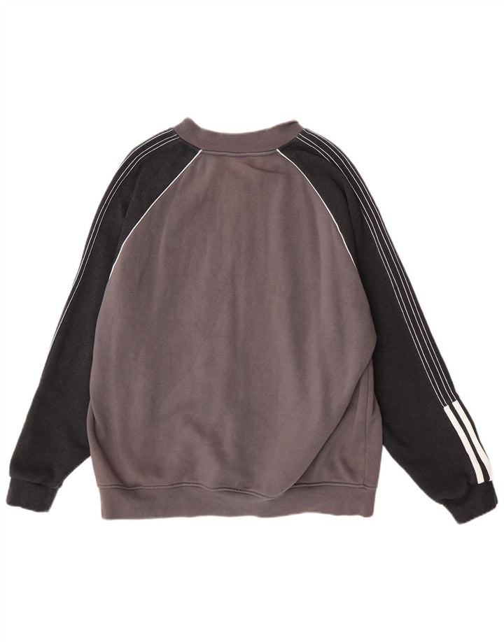 Adidas Męska bluza dresowa, duża, szara, bawełniana z blokami kolorów