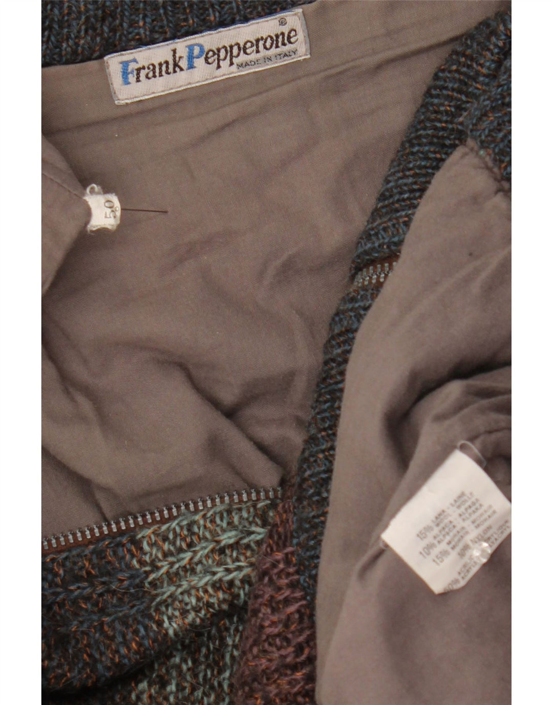 Damska dzianinowa kurtka bomber Frank Pepperone IT 50 w duże, wielokolorowe paski