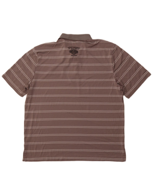 Męska koszulka polo HARLEY DAVIDSON XL, szara, poliestrowa w paski