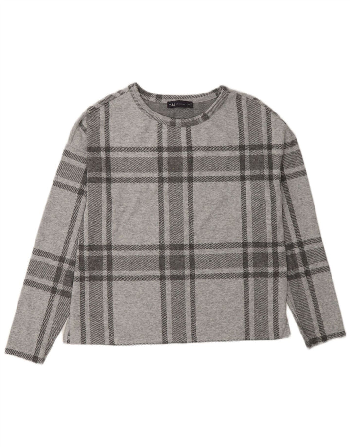 Marks & Spencer Damski top oversize z długim rękawem, UK 10, w małą szarą kratę