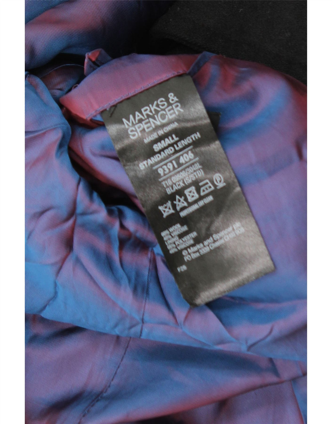 Marks & Spencer Męski płaszcz grochowy z autografem UK 36, mała czarna wełna