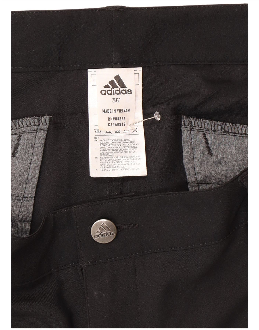 ADIDAS Mens Chino Shorts W38 XL Black Polyester