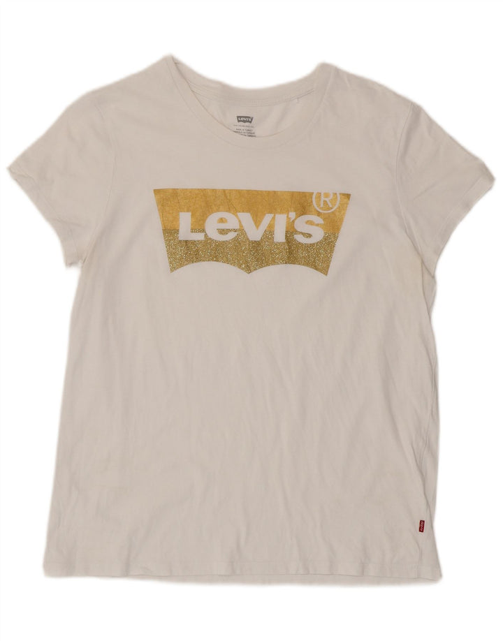 Damska koszulka z grafiką LEVI'S Top UK 16, duża, biała