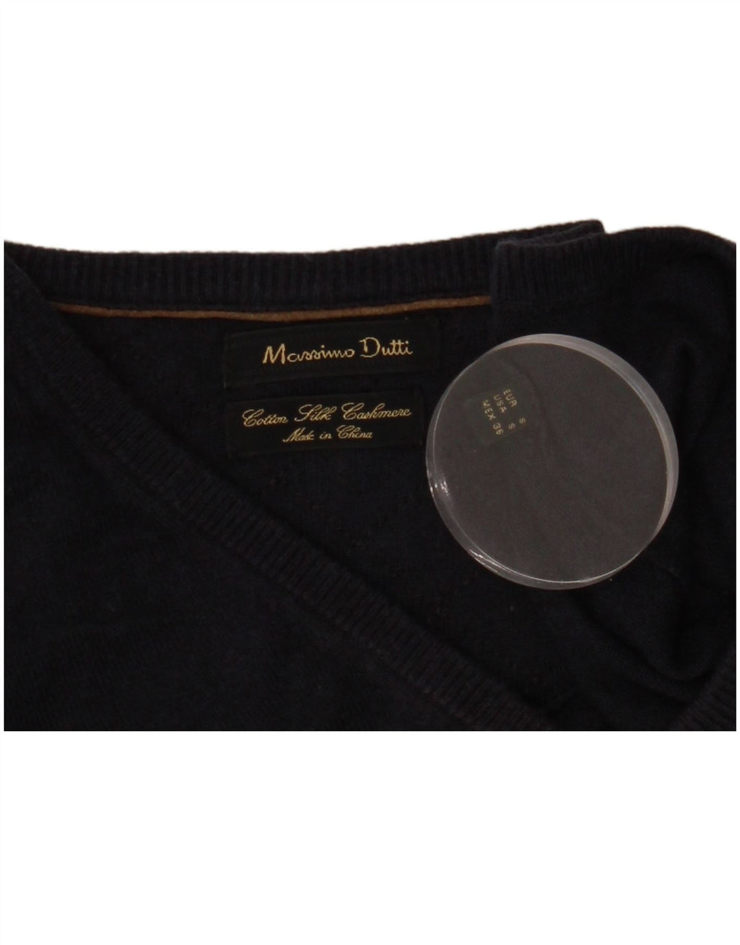 MASSIMO DUTTI Damski sweter oversize z dekoltem w kształcie litery V, UK 10, mały, granatowy