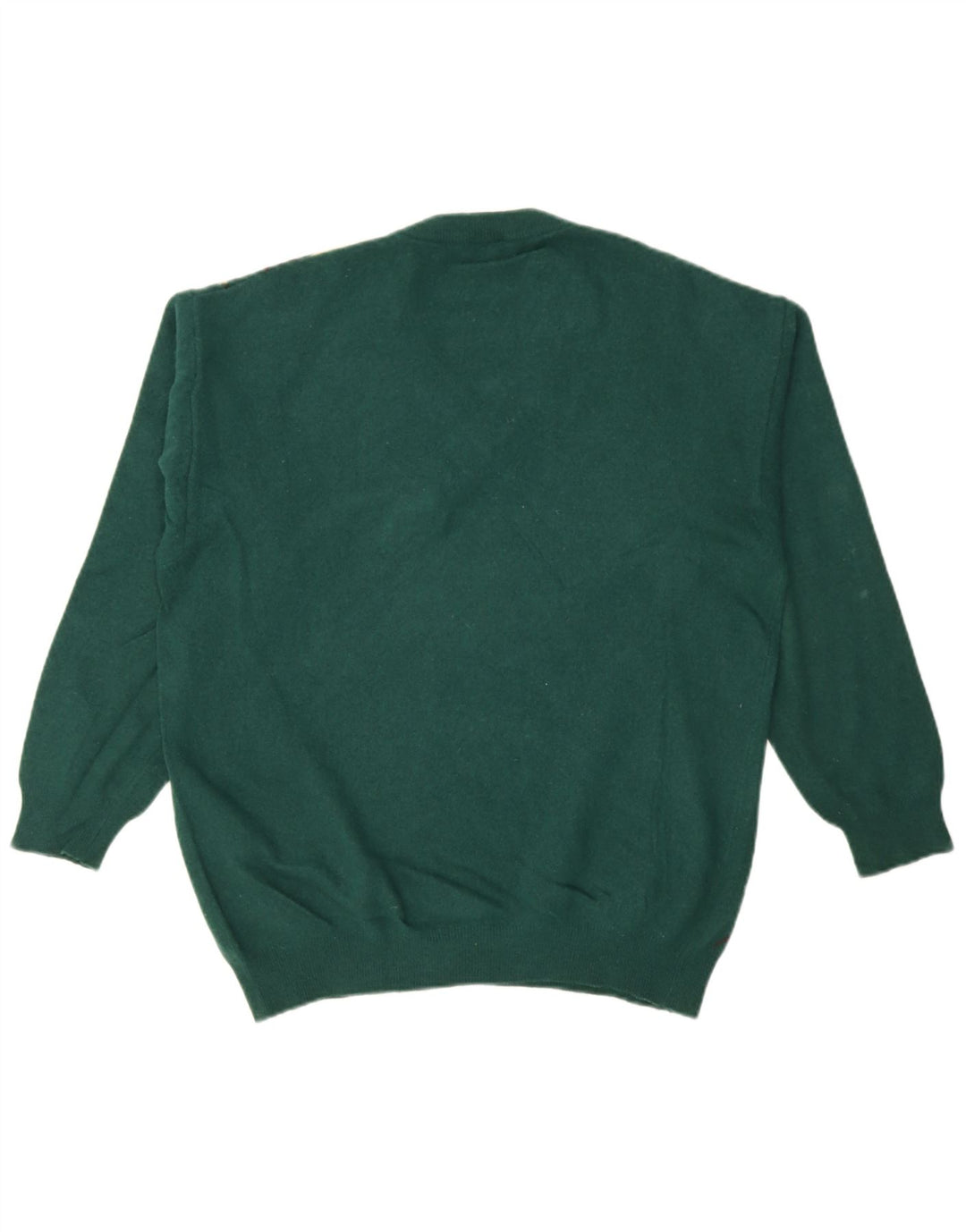 Męski sweter Burlington z dekoltem w kształcie litery V IT 52, duży, zielony, argyle/diamentowa wełna