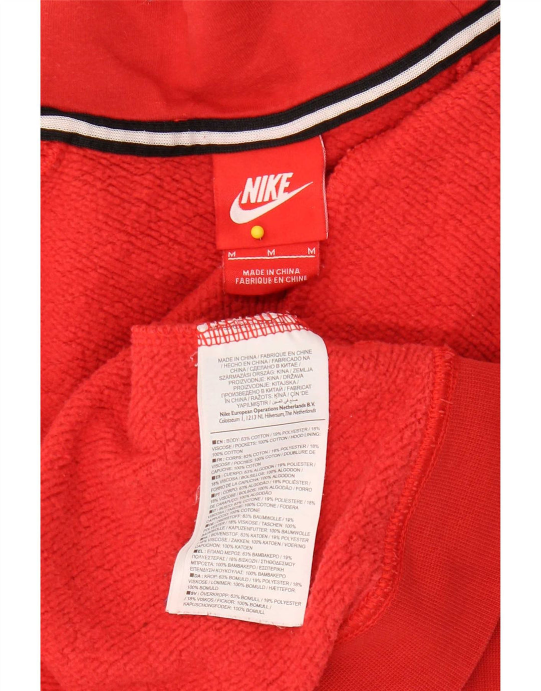 Damski sweter z kapturem Nike UK 14, średni czerwony, bawełniany