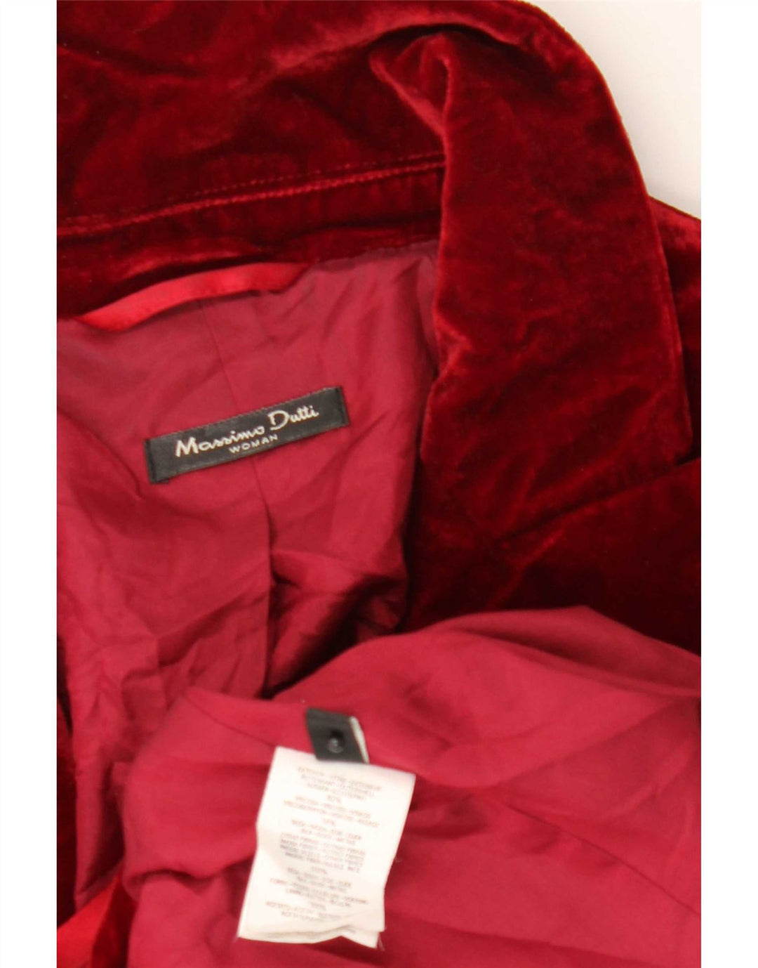 Damska marynarka Massimo Dutti zapinana na 1 guzik, aksamitna marynarka EU 44 XL, czerwona wiskoza