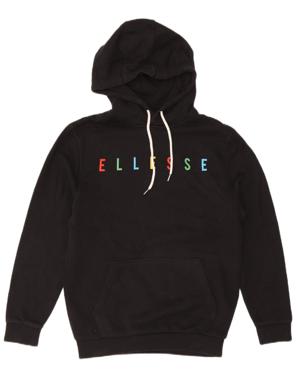Damski sweter z kapturem Ellesse z grafiką, oversize UK 10, mały, czarny, bawełniany