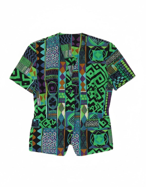 Vintage damska marynarka zapinana na 3 guziki IT 42, średnia, wielokolorowa, geometryczna