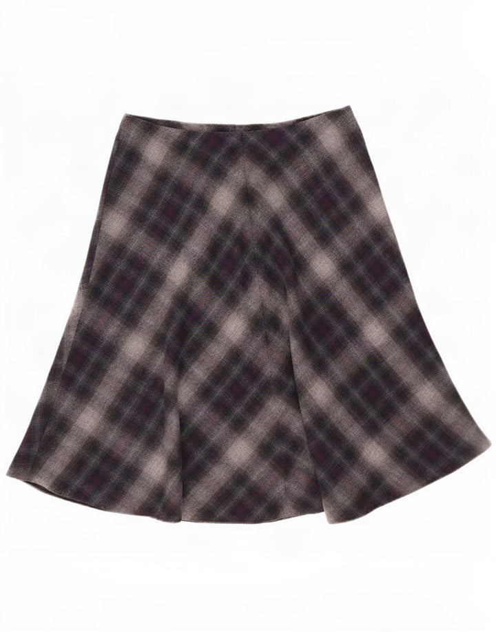 Marks & Spencer Rozkloszowana spódnica damska UK 12 Medium W30 Szara, poliestrowa krata