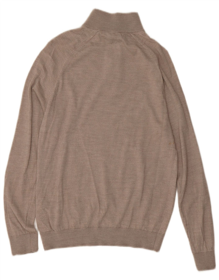 Męski sweter zapinany na zamek REISS, duży, szary, wełniany