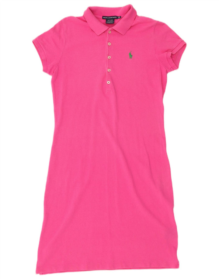 RALPH LAUREN Damska sukienka polo UK 10, mała, różowa, bawełniana