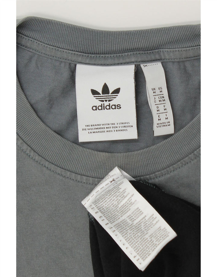 Męska koszulka z grafiką ADIDAS, bawełniana średnia czarna koszulka z blokami kolorów