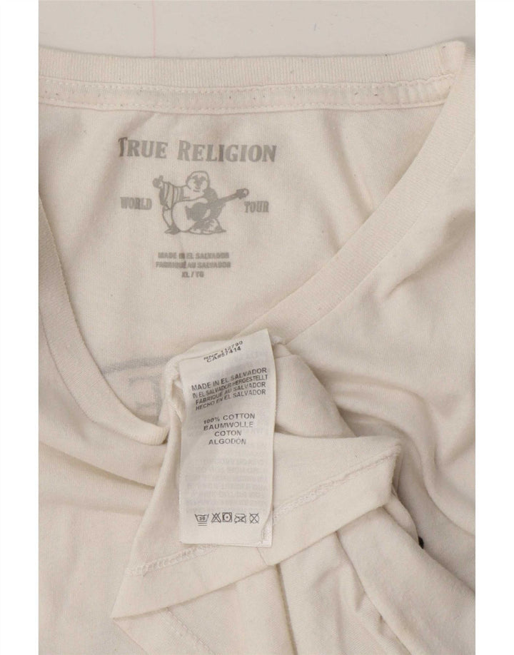 Męska koszulka z grafiką True Religion, góra XL, biała bawełna