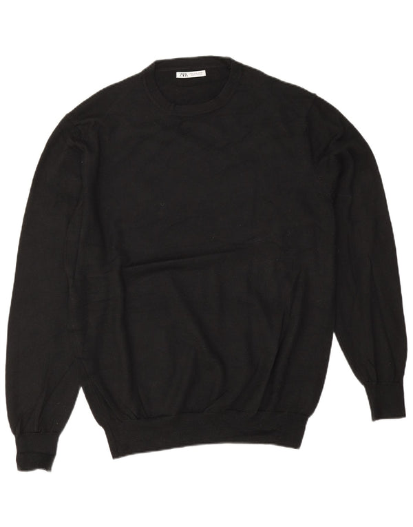 Sweter damski Zara z okrągłym dekoltem UK 18 XL, czarny akryl