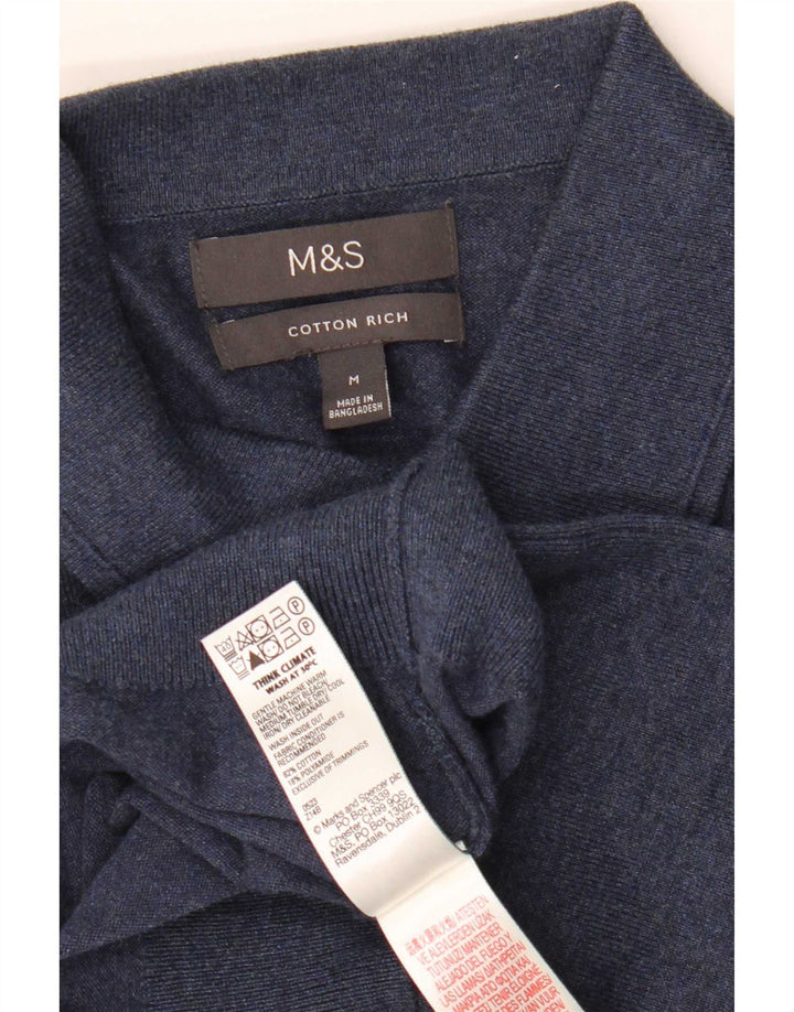 Marks & Spencer Męski sweter polo, średni, granatowy, bawełniany