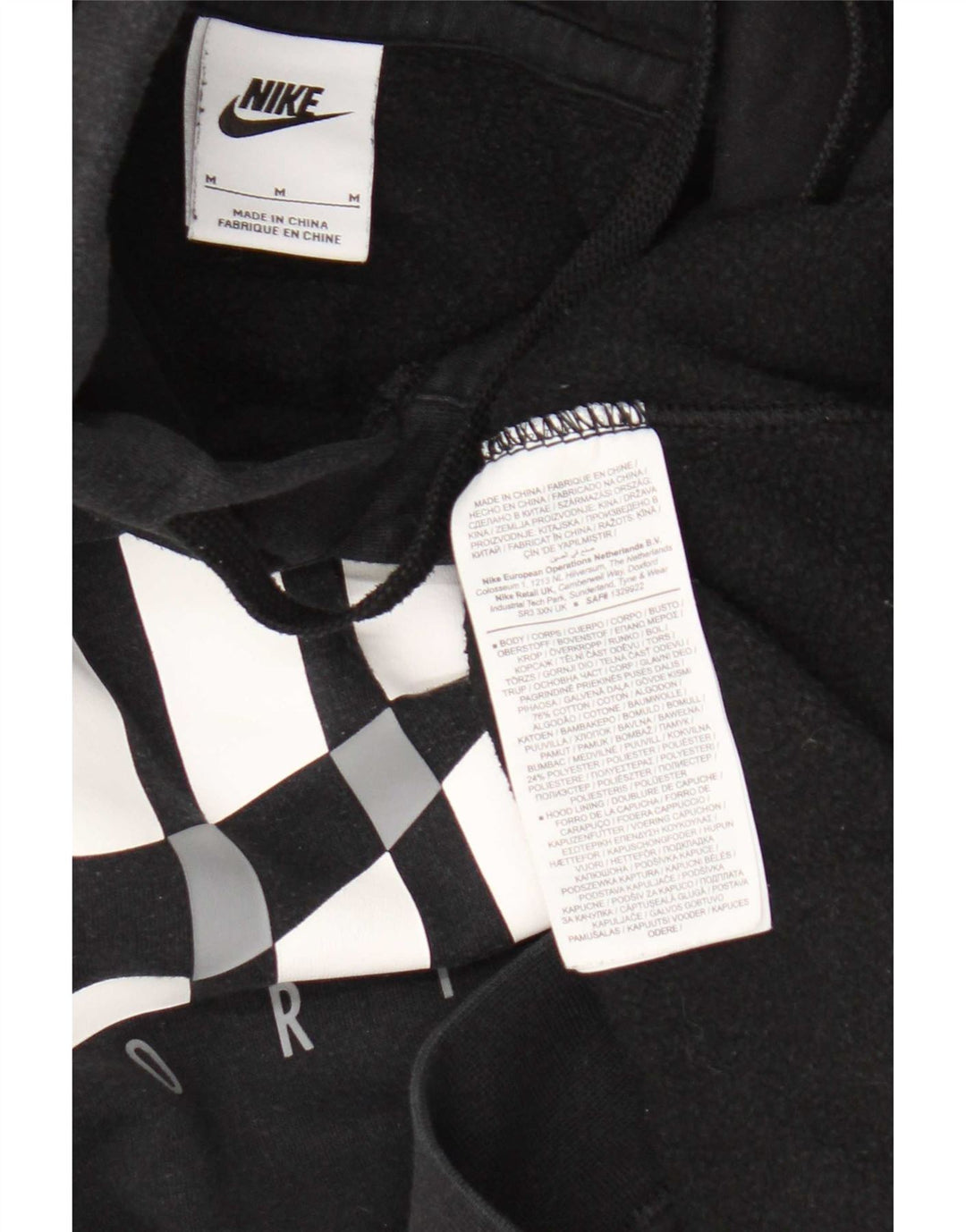 Męski sweter z kapturem Nike z grafiką, średni czarny, bawełniany
