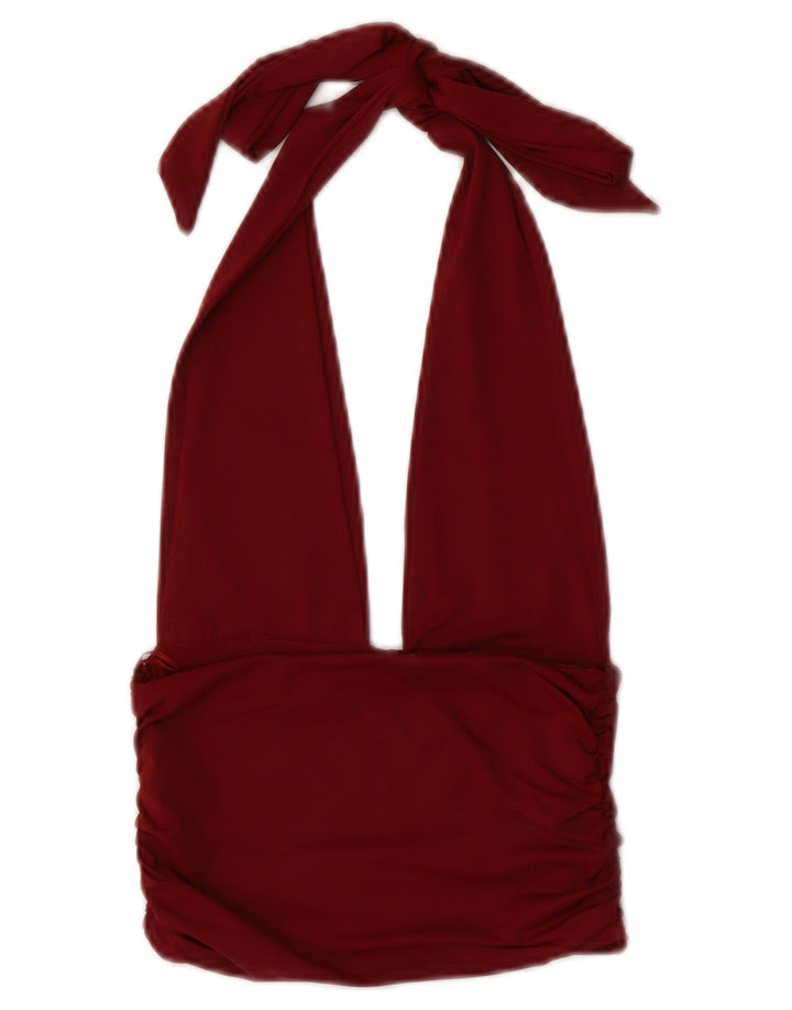 Damski top Zara Halter UK 8 Small Burgundowy poliamid