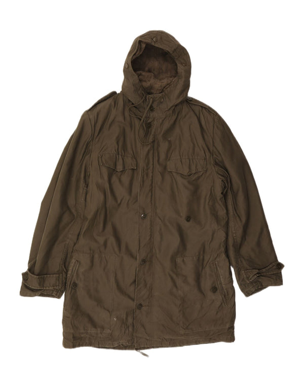 Vintage męska kurtka parka z kapturem Sherpa UK 38 Medium Khaki Army