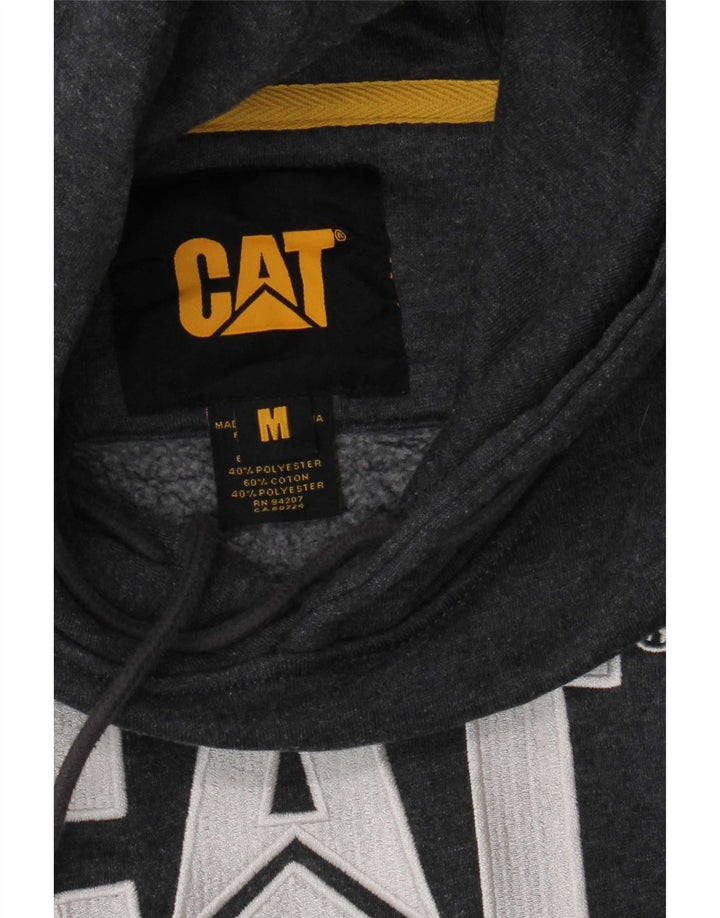 Męski sweter z kapturem CAT z grafiką, średnioszary, bawełniany
