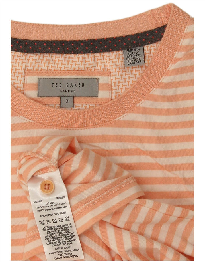 Ted Baker Męski T-shirt, rozmiar 3, średni, pomarańczowy, bawełniany w paski