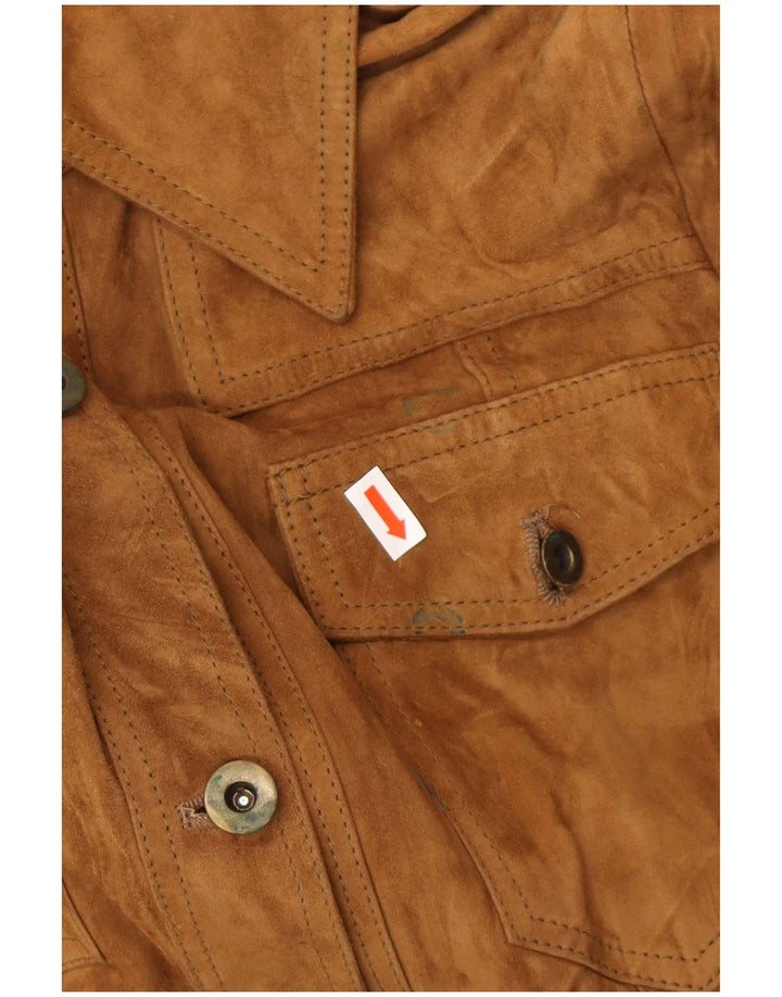 Damska zamszowa kurtka wojskowa VINTAGE IT 42 Średniobrązowa skóra