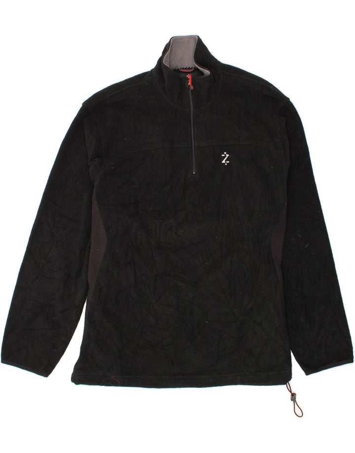 IZOD Mens Zip Neck Fleece Jumper Large Black Polyester Vintage Izod and Second-Hand Izod from Messina Hembry 