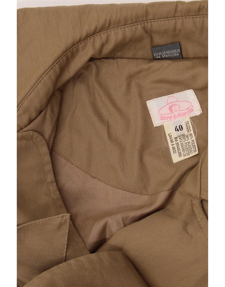 Vintage damski trencz o długim kroju, oversize IT 40, mały, beżowy poliester