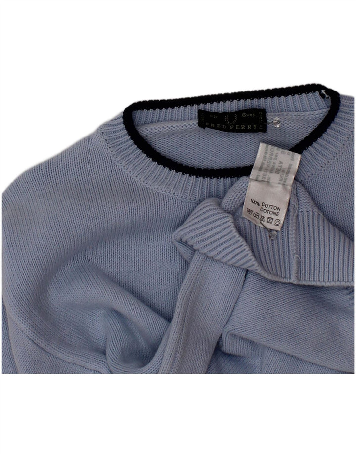 Sweter chłopięcy Fred Perry z okrągłym dekoltem, 5-6 lat, niebieska bawełna