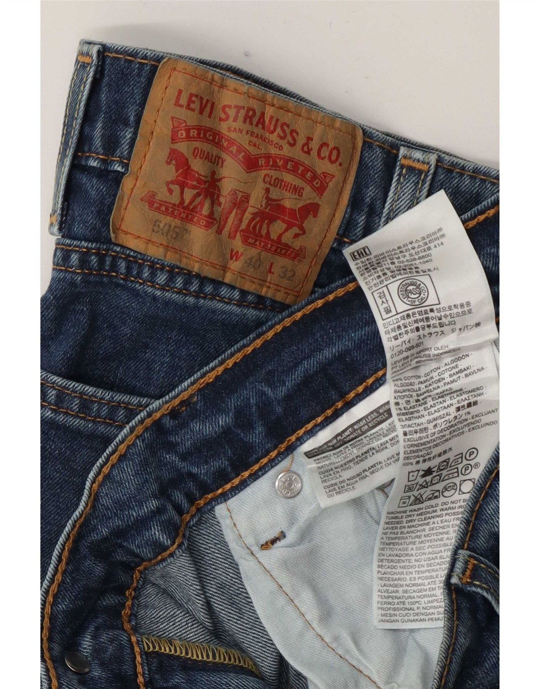 Męskie jeansy Levi's 505 Straight W40 L32 Niebieskie bawełniane