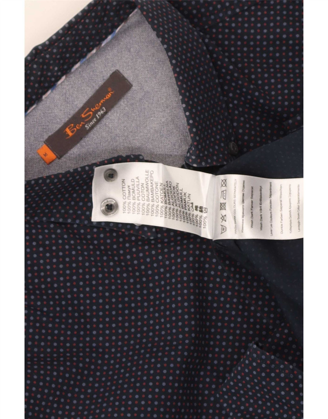 Koszula męska Ben Sherman, średnia, granatowa, bawełniana w cętki