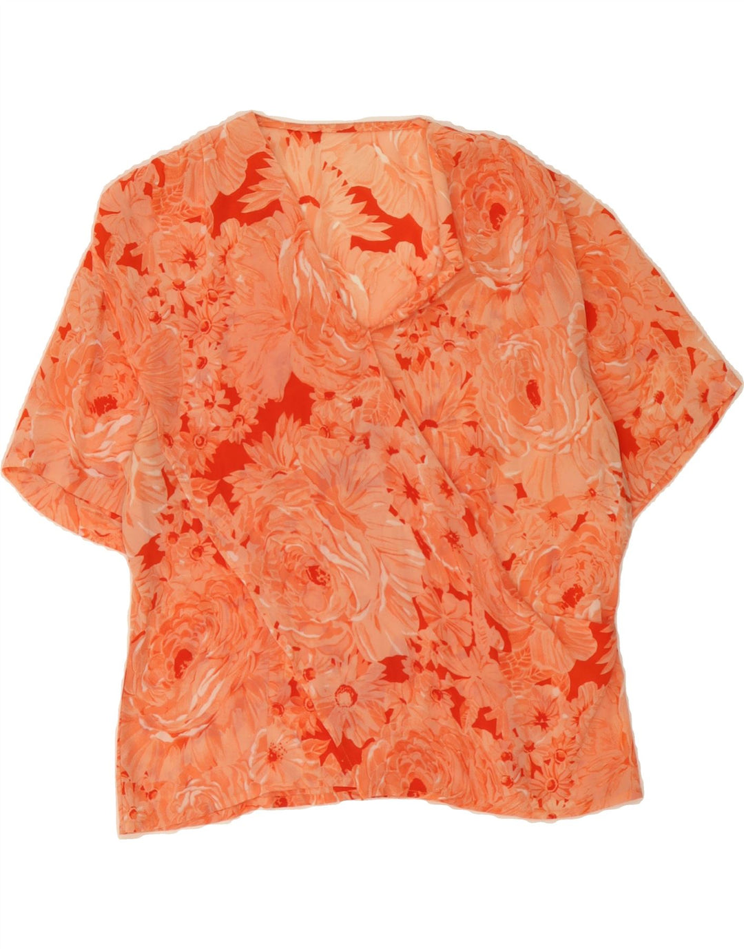 VINTAGE Womens Blouse Top UK 14 Medium Orange Floral Vintage Vintage and Second-Hand Vintage from Messina Hembry 