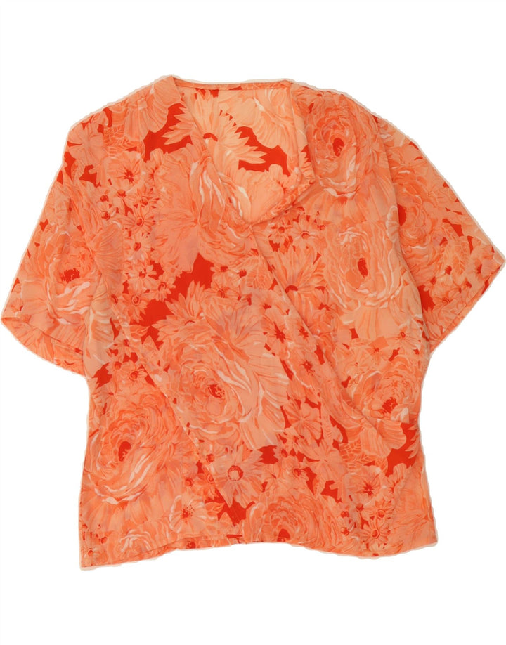 VINTAGE Womens Blouse Top UK 14 Medium Orange Floral Vintage Vintage and Second-Hand Vintage from Messina Hembry 