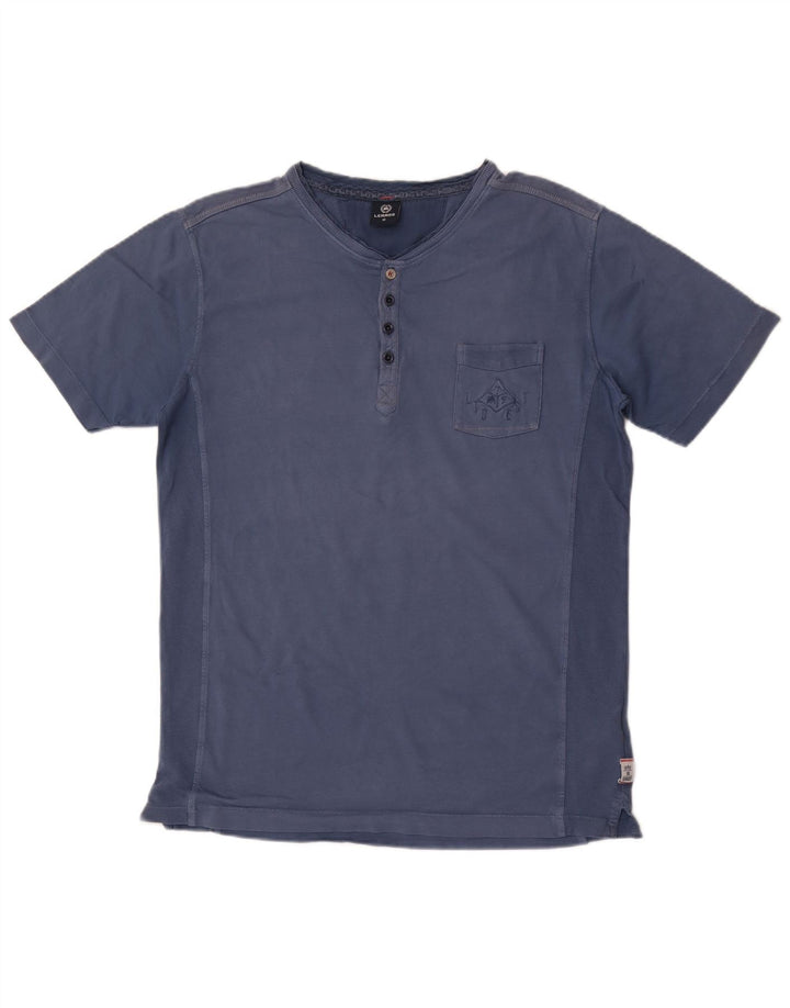 Lerros Męski T-shirt Top Średni Niebieski Bawełniany