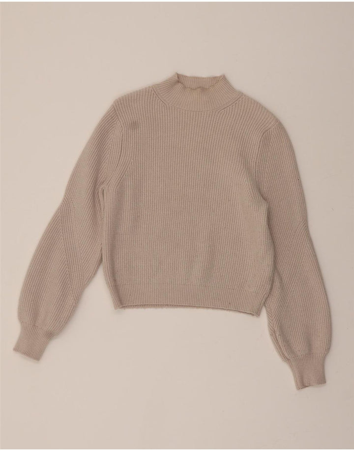 ZARA Womens Crop Turtle Neck Jumper Sweater UK 10 Small Beige Vintage Zara and Second-Hand Zara from Messina Hembry 