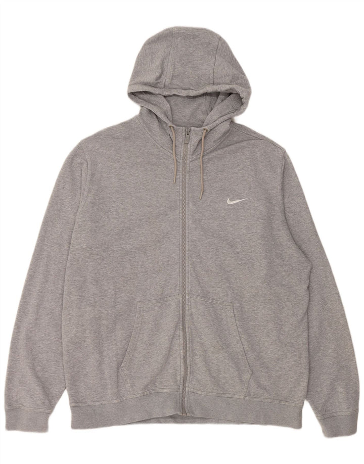 Męski sweter z kapturem i zamkiem Nike, 2XL, szara bawełna