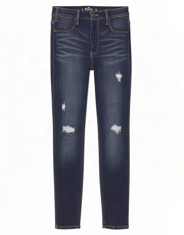 Damskie jeansy jeggingowe Hollister z wysokim stanem US 3 Small W26 L26 granatowe