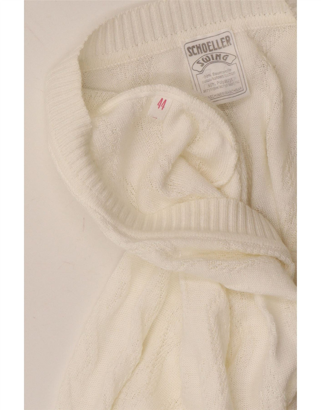 SCHOELLER Womens Short Sleeve Cardigan Sweater IT 44 Medium White Cotton Vintage Schoeller and Second-Hand Schoeller from Messina Hembry 