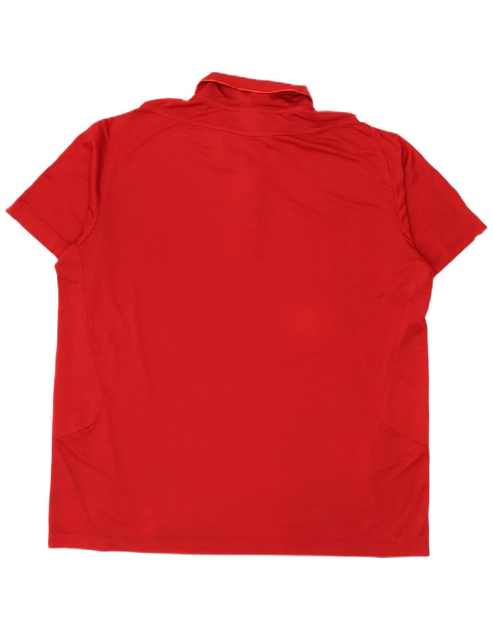 Adidas Męska koszulka polo Climacool IT 50/52 2XL Czerwony poliester z blokami kolorów