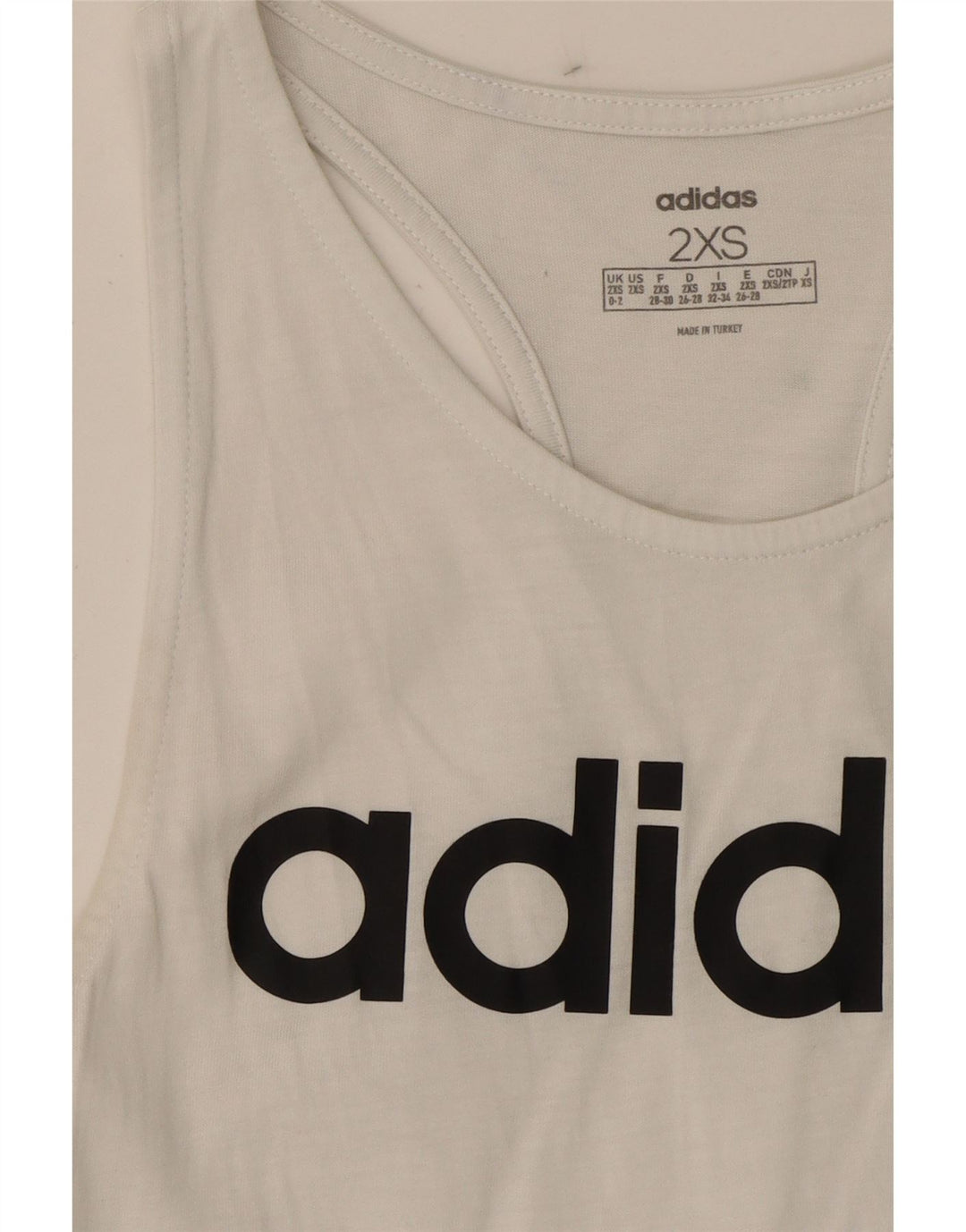 ADIDAS Womens Graphic Vest Top UK 0/2 2XS White Vintage Adidas and Second-Hand Adidas from Messina Hembry 