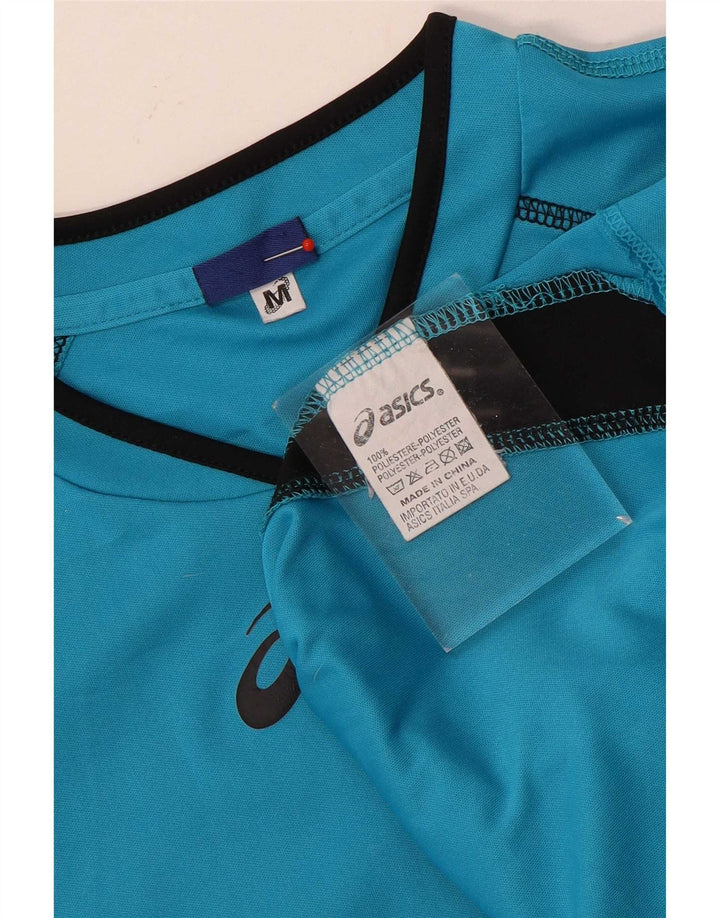 Męska koszulka z grafiką Asics Top, średni niebieski, poliester z blokami kolorów