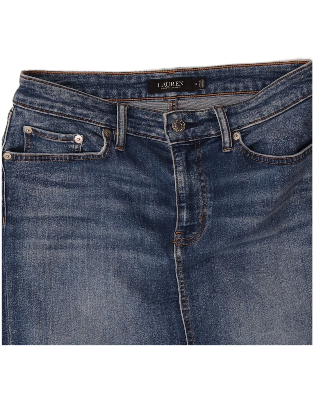 RALPH LAUREN Damska spódnica dżinsowa US 8 Medium W30 Niebieski poliester