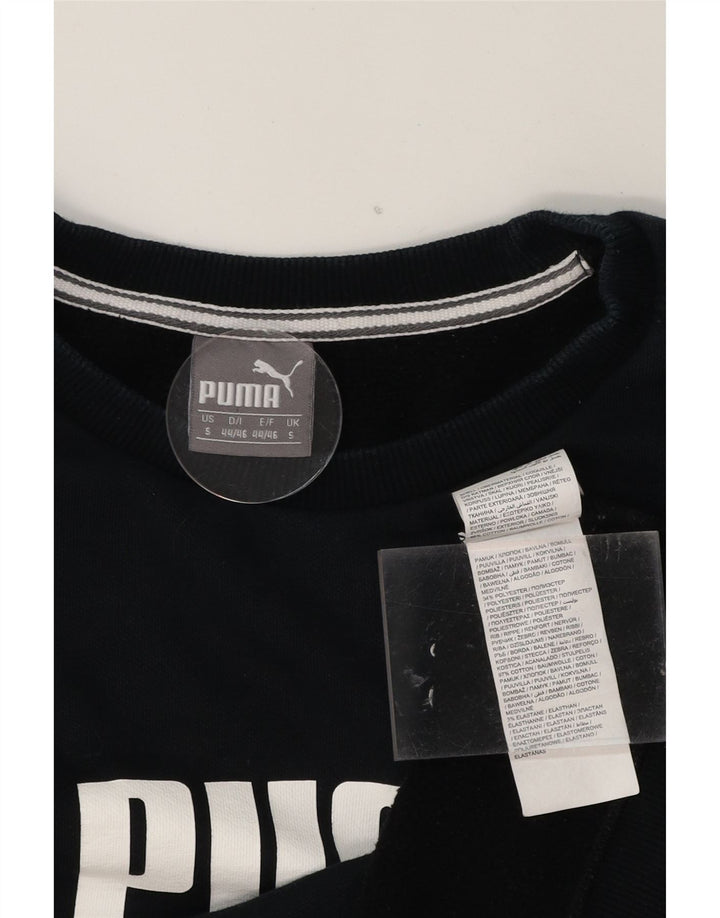 PUMA Mens Graphic Sweatshirt Jumper Small Black Cotton Vintage Puma and Second-Hand Puma from Messina Hembry 