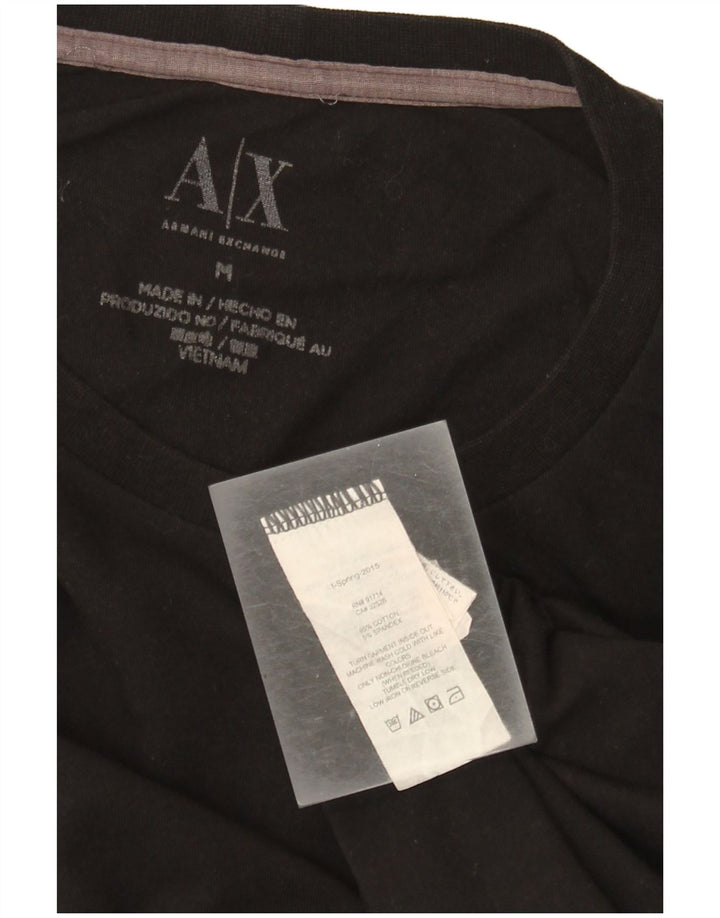 Męska koszulka z grafiką Armani Exchange, średnia, czarna bawełna